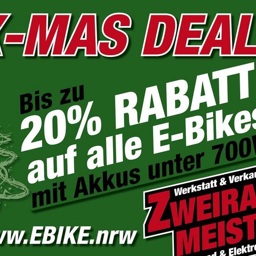 E-Bike X-Mas Deals

mit bis zu 20% Rabatt
auf alle E-Bikes mit Akkus unter 700Wh.

Angebot gilt bis zum 24.12.22
nur bei...